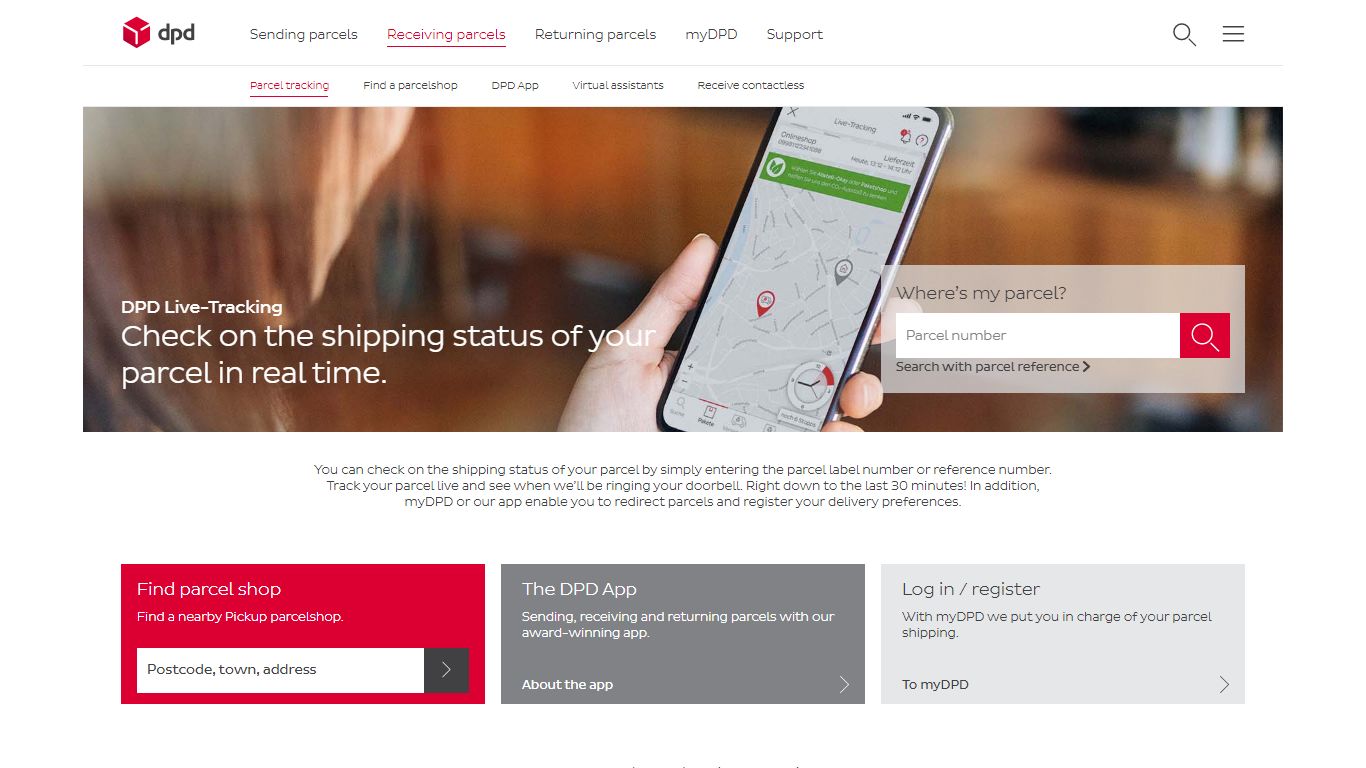 Tracking of parcels with Live-Tracking | Receiving » DPD - DPD GERMANY